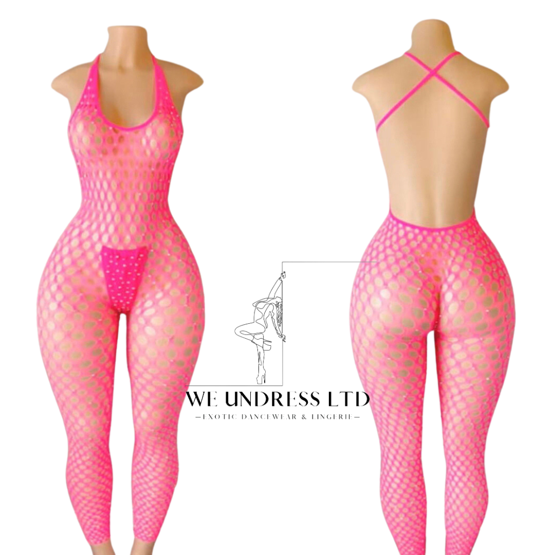 Hot Pink Fishnet Body Stocking