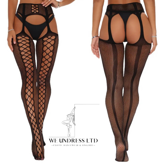 Criss-Cross Garter Fishnet Tights