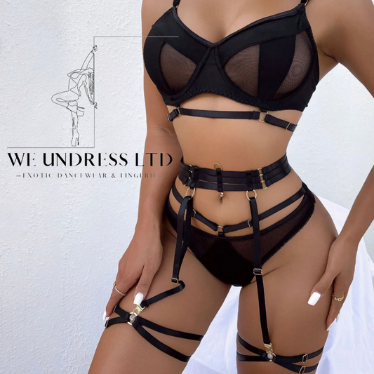 Ring 4-Piece Black Lingerie set