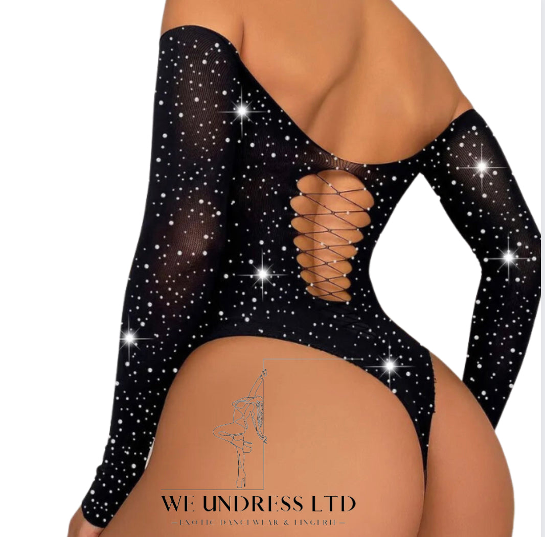 Off Shoulder Rhinestone One Size Body