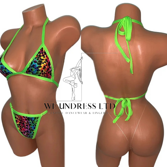 Florescent Green Rainbow Leopard Bikini