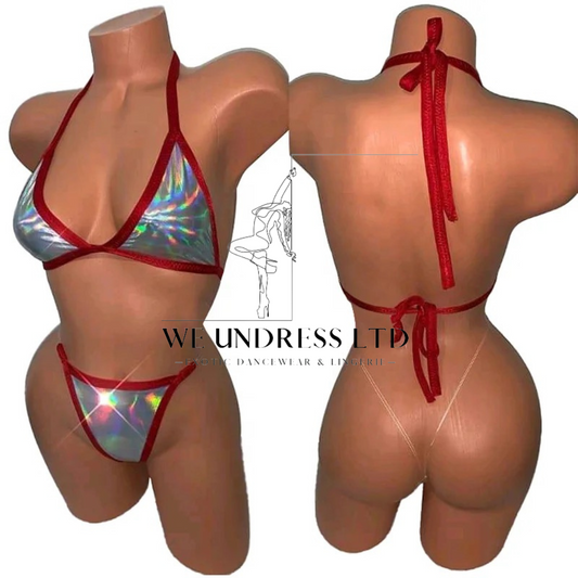 Red Border Iridescent Bikini